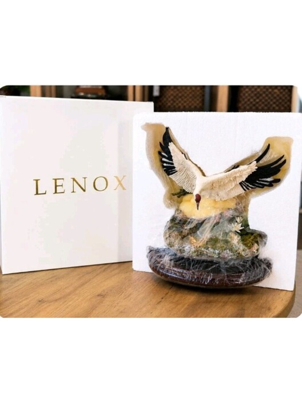 Lenox Lily Pond Landing Sandhill Crane Figurine 2003 NIB Wildlife Sculpture